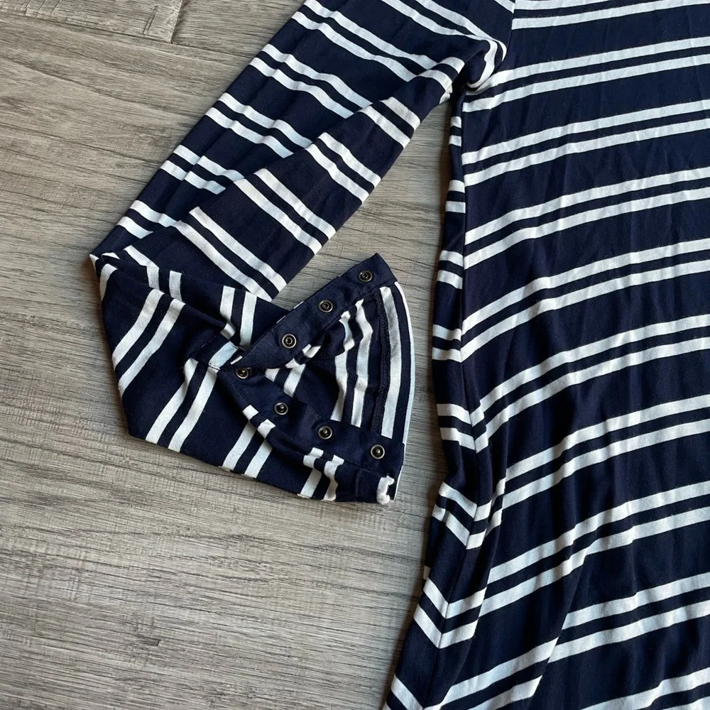 NWT Anthropologie Maeve Turtleneck Swing Dress Long Sleeve Navy/White Stripe MED